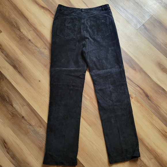 VTG BRANDON THOMAS Black Suade Leather Straight Leg Pants - Picture 11 of 11